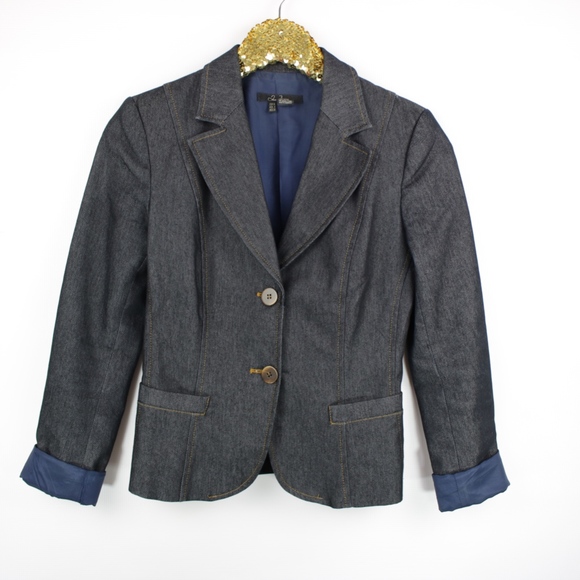 Zara Jackets & Blazers - Zara Basic Dark Denim Blazer Jacket